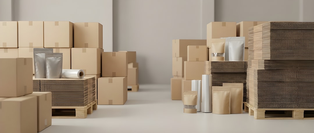 corrugated packaging - Cardboard boxes and packaging supplies in a warehouse.