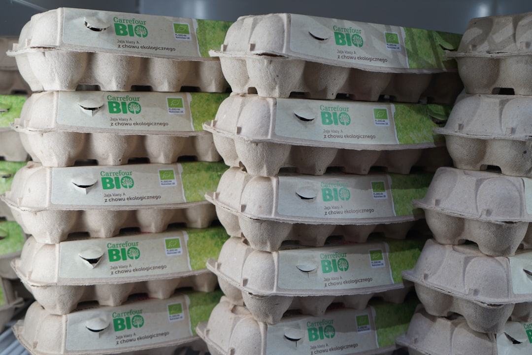 A bunch of eggs stacked on top of each other