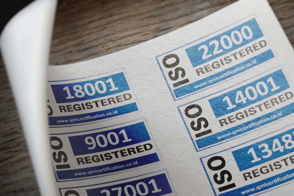 California EPR requirements - ISO certification stickers with registration numbers on paper.