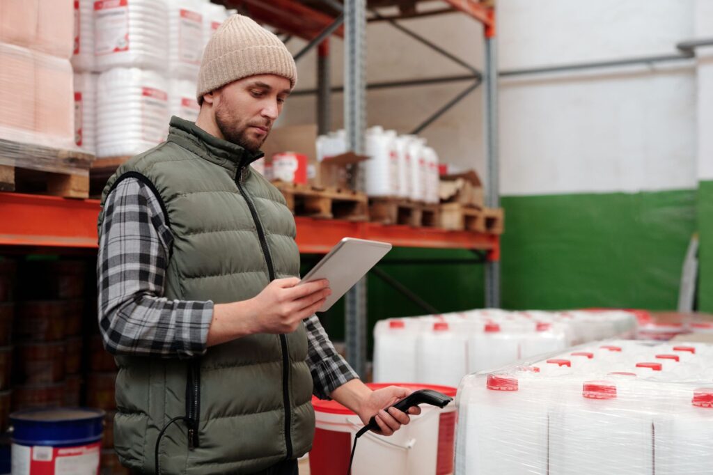 Scanning a barcode on a package